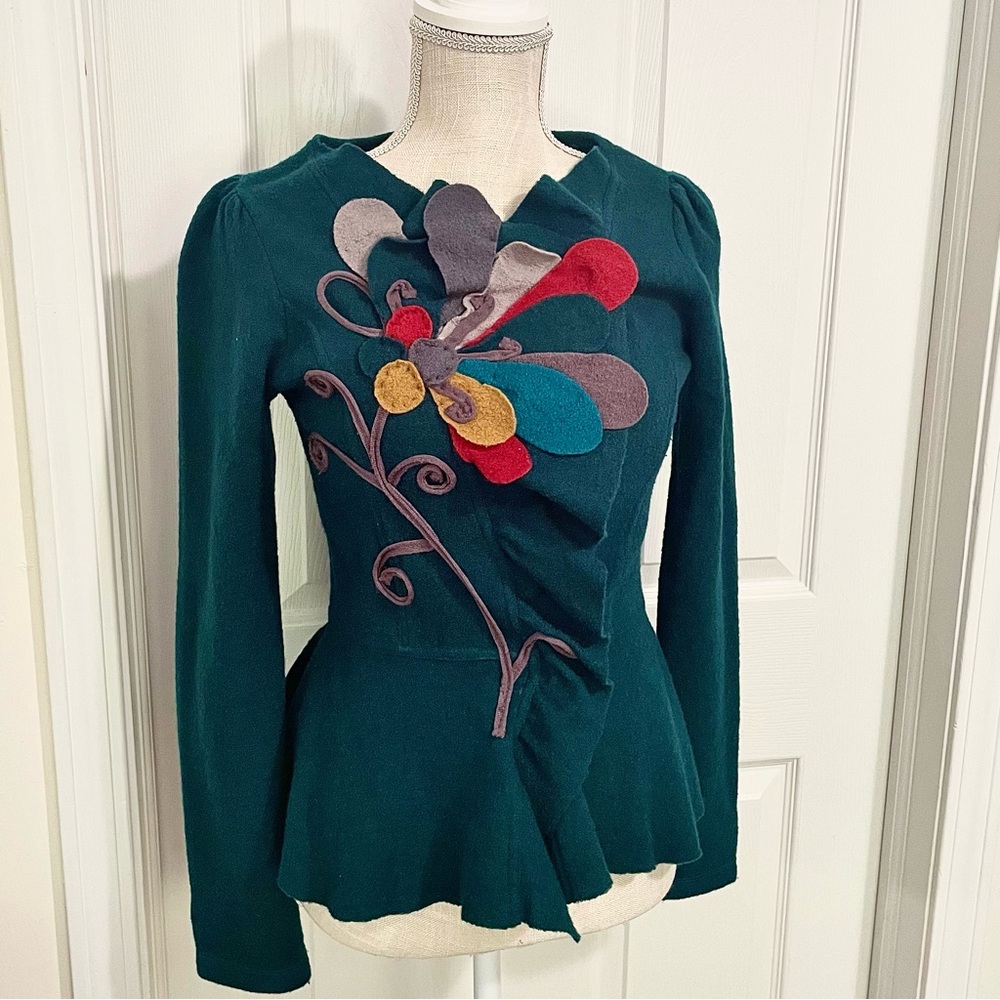 Sleeping on Snow Emerald Wool Blazer/Cardigan/Jacket | Women’s XS Anthropologie